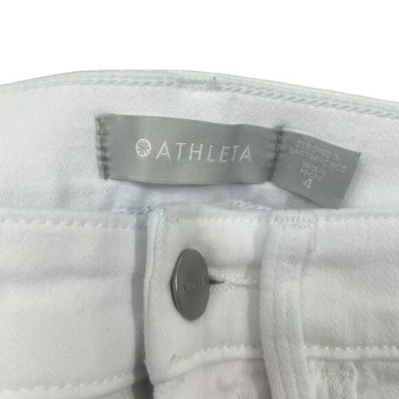 Athleta 4 White Jeans Pockets Cotton Blend - Picture 3 of 7